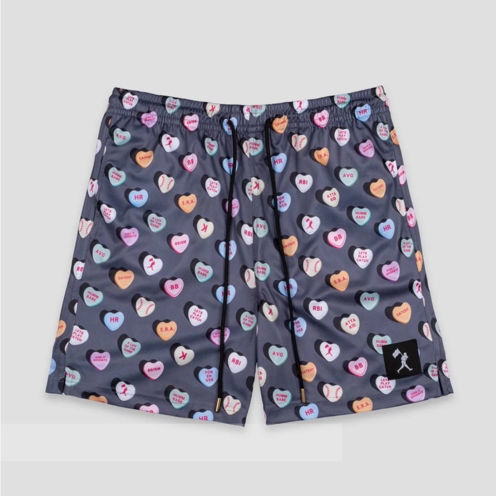 NWT BASEBALLISM Candy Heart Diamond Air Mesh Shorts Youth SMALL Limited Drop